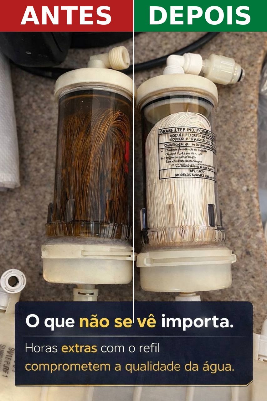 Filtro antes e depois da troca