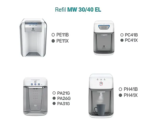 Refil MW 30/40 EL com compatibilidade PE11B, PE11X, PC41B, PC41X, PA21G, PA26G, PA31G, PH41B, PH41X
